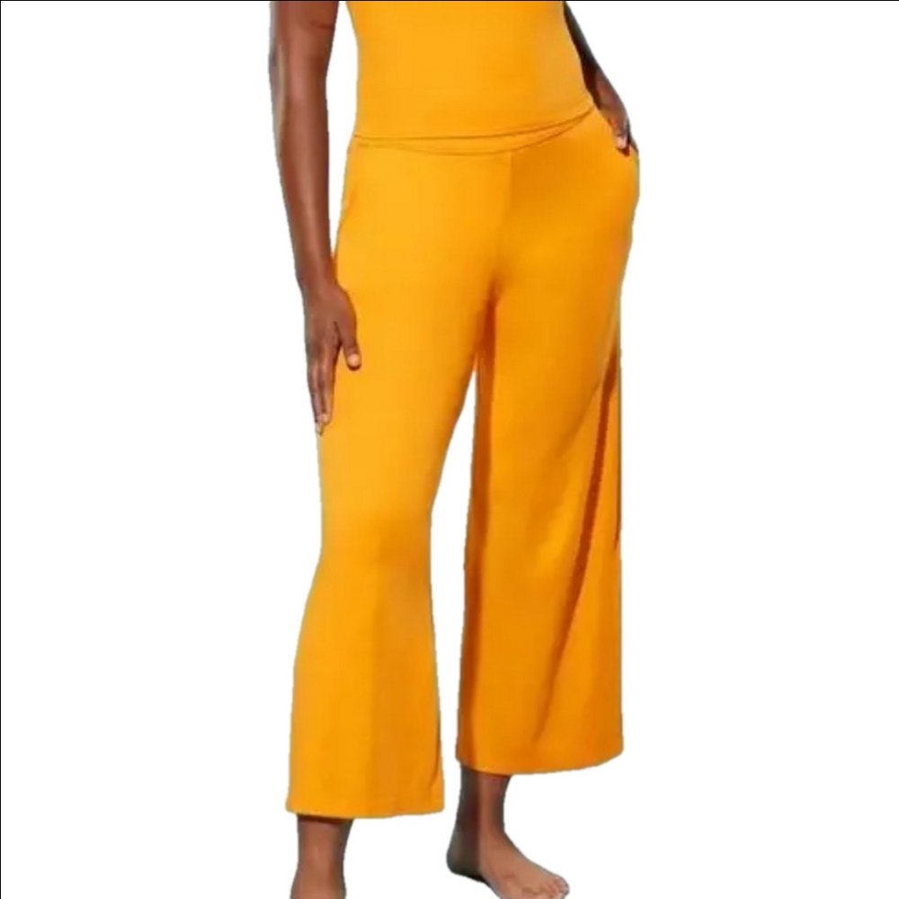 Yitty by Lizzo Body Butter Wide Leg Lounge Pants in Mimosa Yellow Size Small